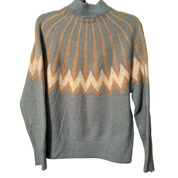 Knit Co-Op Womens Blue & Beige Chevron Pattern Sweater Size M Acrylic/Polyester - Picture 7 of 12